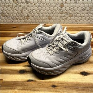 Hoka One One Bondi SR Shoes Womens 7D White Leather Slip Resistant Sneakers
